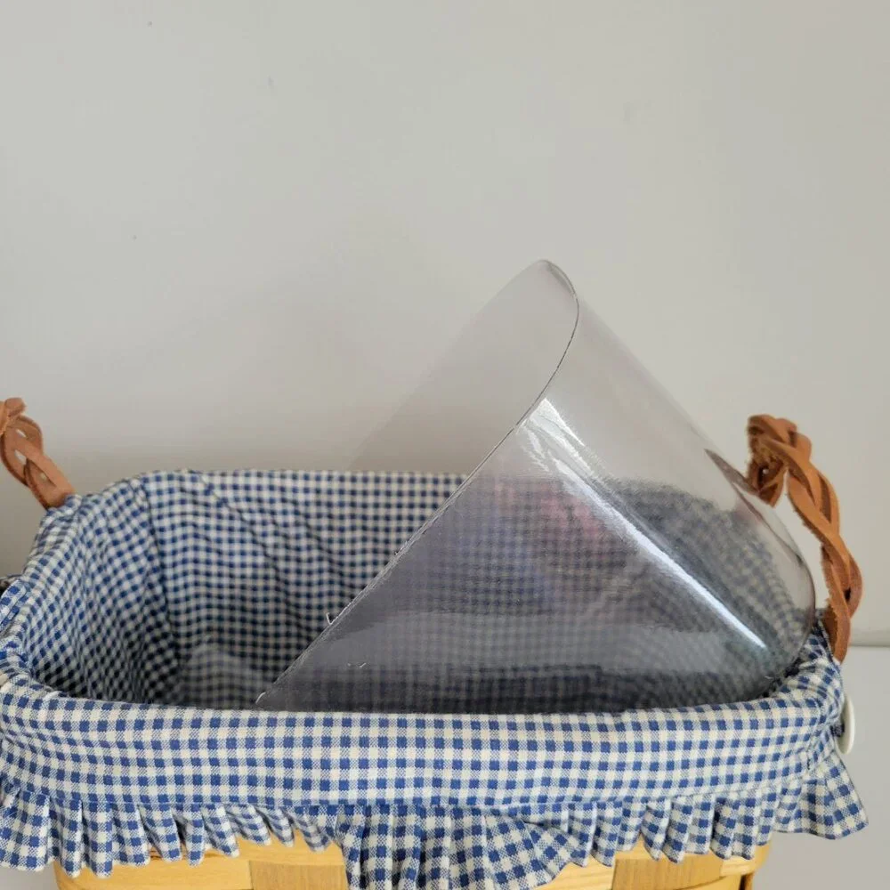 Peterboro Basket Co Braided Leather Handles Basket w Plastic insert 10